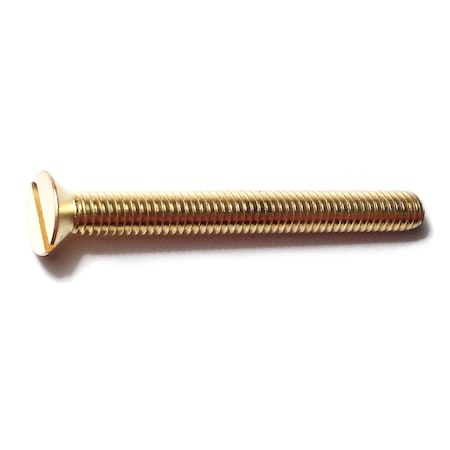 Midwest Fastener 5/16"-18 x 3 in Slotted Flat Machine Screw, Plain Brass, 4 PK 32814